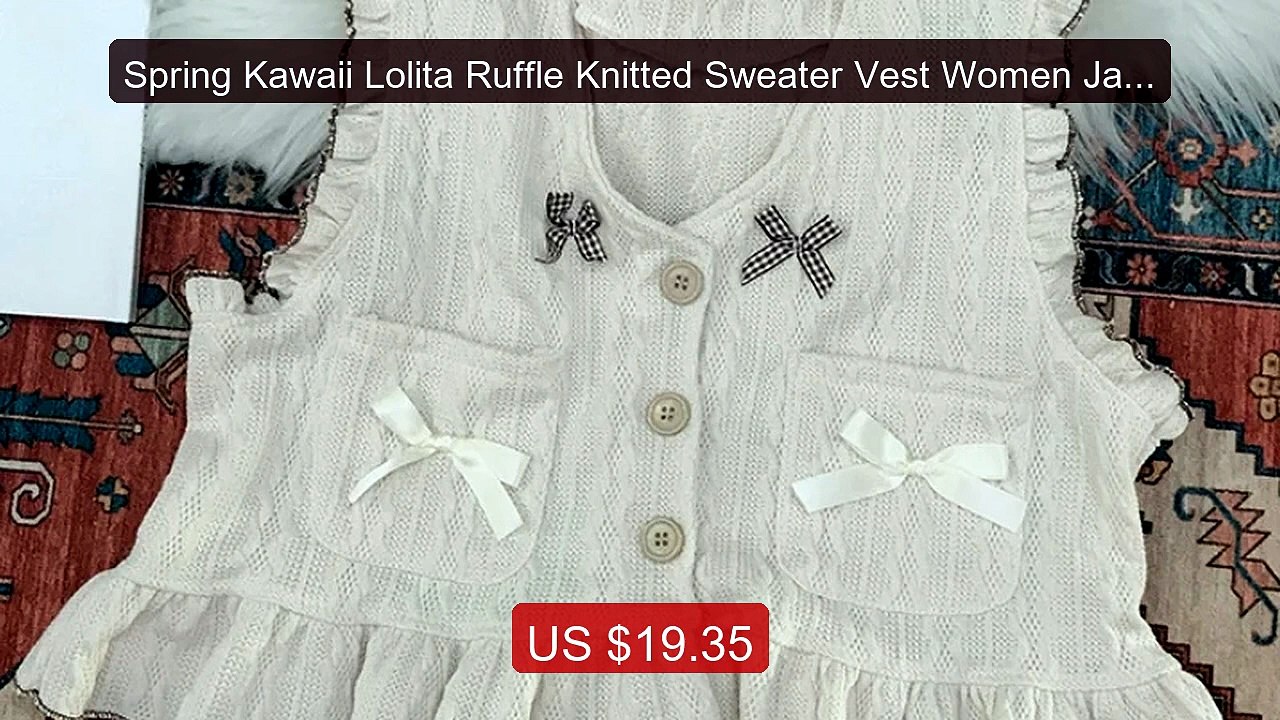 Spring Kawaii Lolita Ruffle Knitted Sweater Vest Women Japanese Cut... -- Top Rated 2026 | Buy Now!