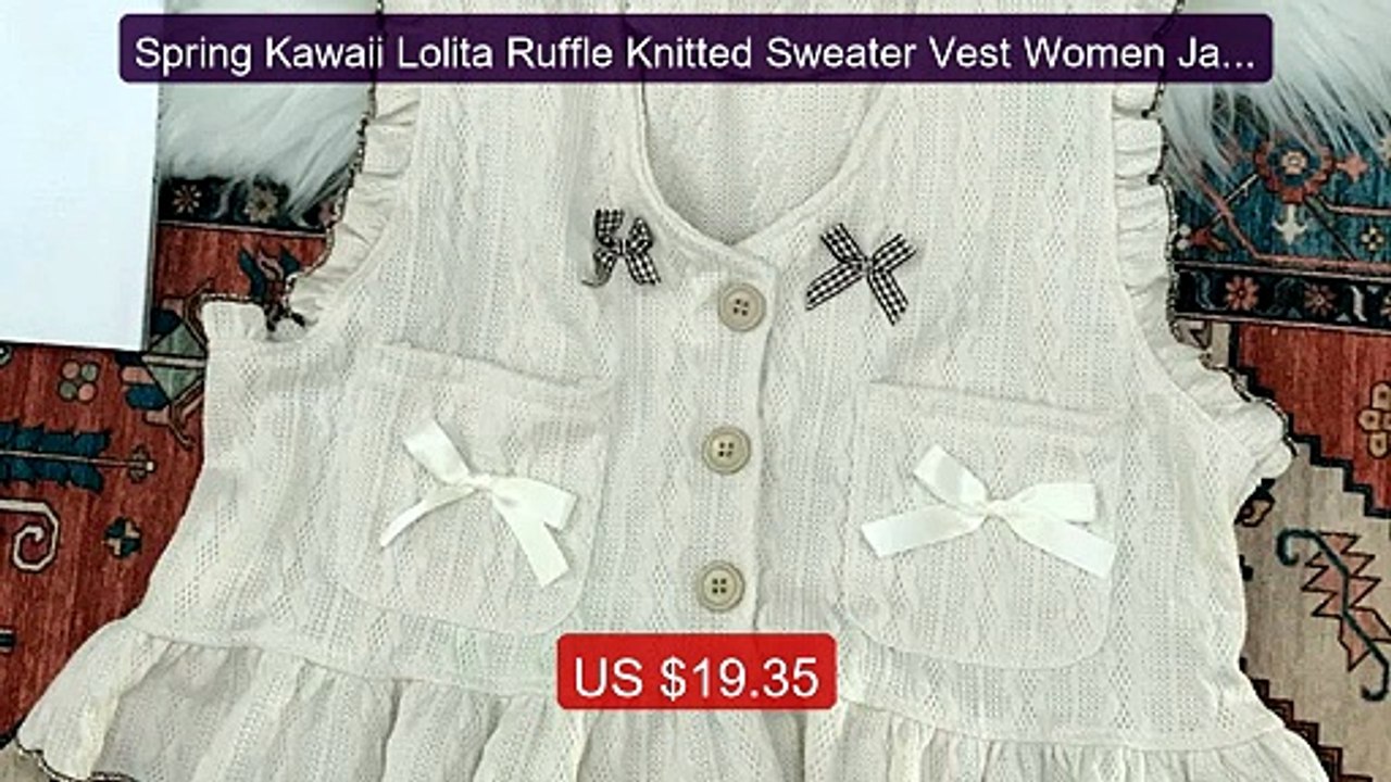 Spring Kawaii Lolita Ruffle Knitted Sweater Vest Women Japane... -- Amazing Value 2026 | Must Have!