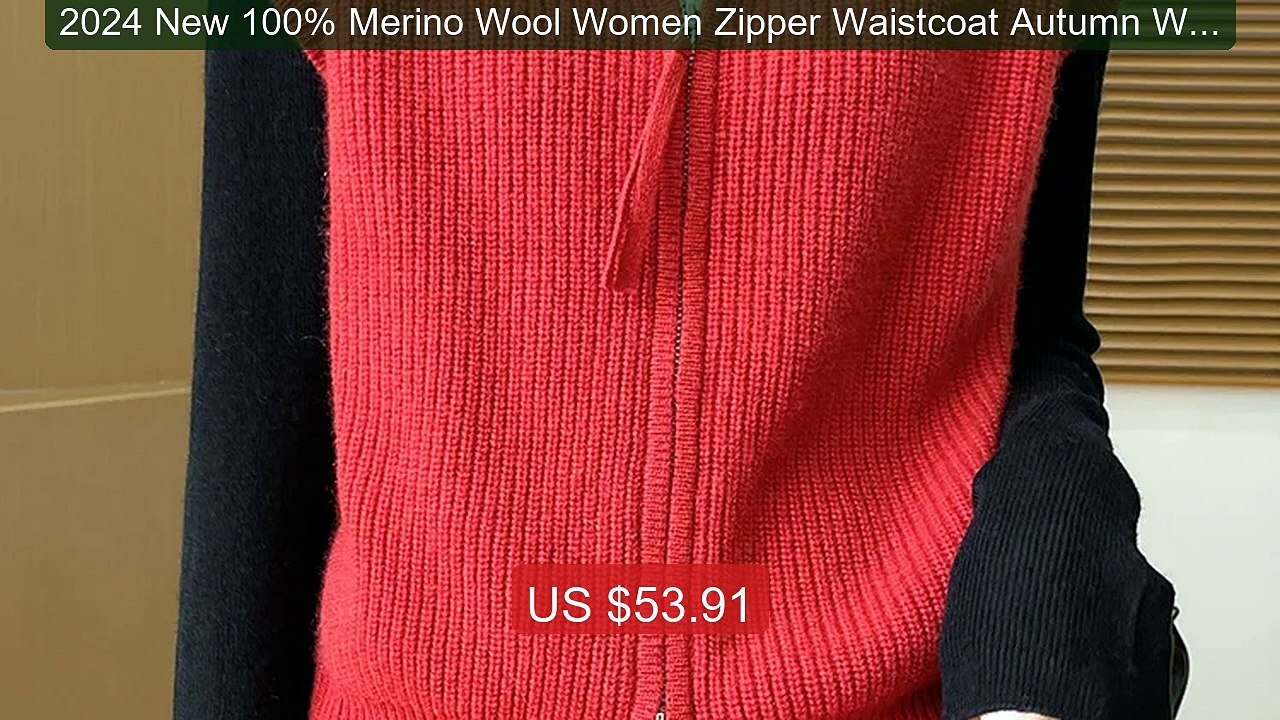 2024 New 100% Merino Wool Women Zipper Waistcoat Autumn Win... -- Top Pick 2026 | Unbeatable Price!