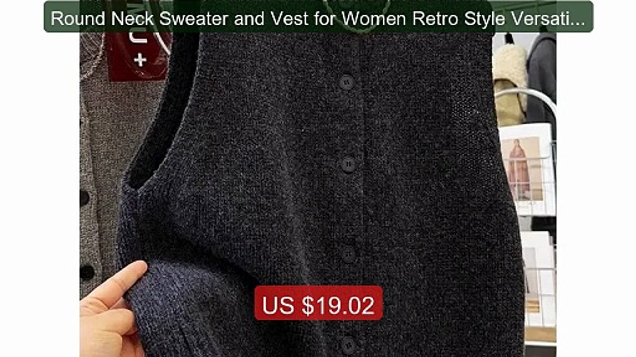 Round Neck Sweater and Vest for Women Retro Style Versatile Si... -- Best Buy 2026 | Great Quality!
