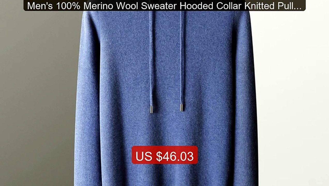 Men's 100% Merino Wool Sweater Hooded Collar Knitted Pullover Cash... -- Best Deal 2026 | Shop Now!