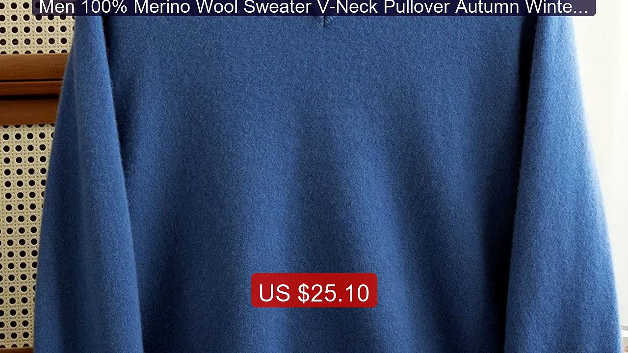 Men 100% Merino Wool Sweater V-Neck Pullover Autumn Winter ... -- Top Pick 2026 | Unbeatable Price!