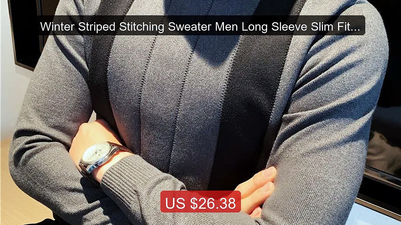 Winter Striped Stitching Sweater Men Long Sleeve Slim Fit Fake... -- Hot Deal 2026 | Limited Offer!