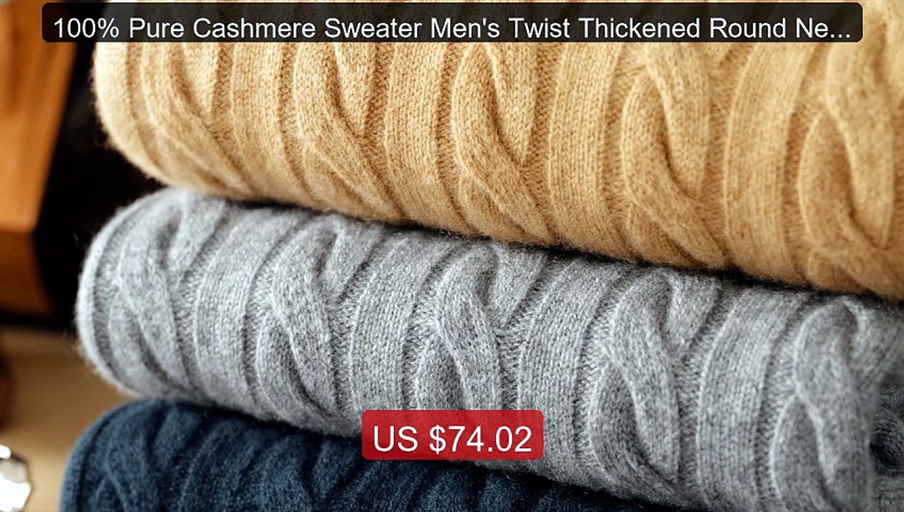 100% Pure Cashmere Sweater Men's Twist Thickened Round Neck Lo... -- Best Buy 2026 | Great Quality!