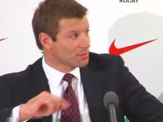 Rob Andrew speaking at rugby press conference