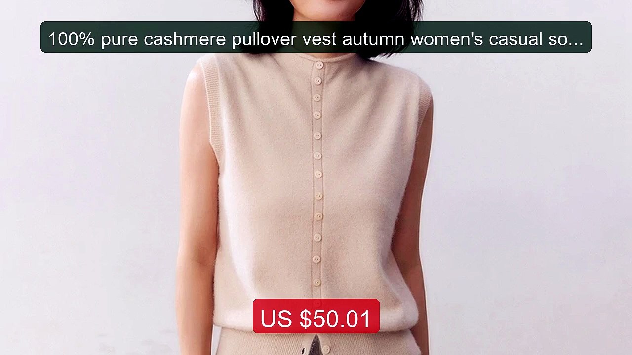 100% pure cashmere pullover vest autumn women's casual solid k... -- Hot Deal 2026 | Limited Offer!