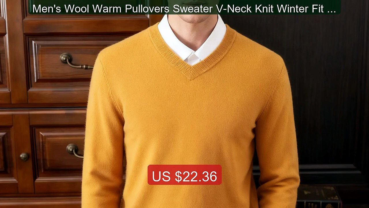 Men's Wool Warm Pullovers Sweater V-Neck Knit Winter Fit Tops ... -- Best Buy 2026 | Great Quality!