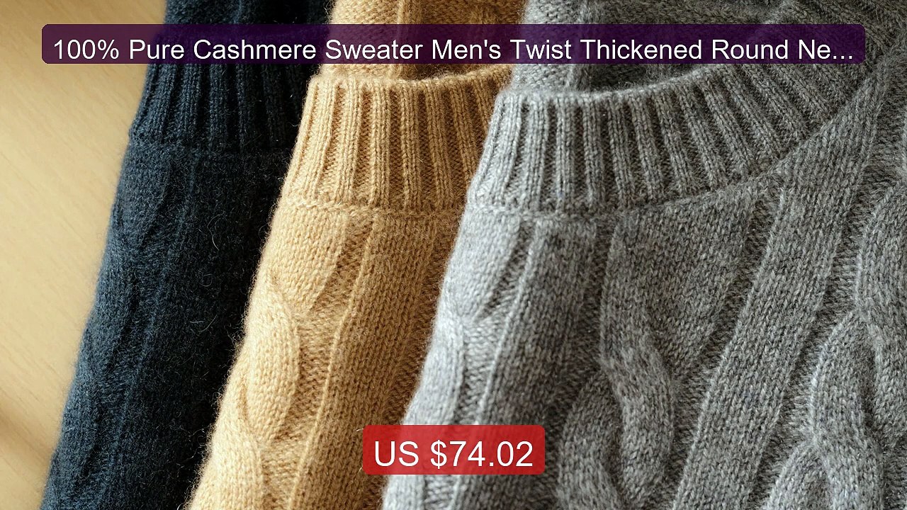 100% Pure Cashmere Sweater Men's Twist Thickened Round Neck... -- Top Pick 2026 | Unbeatable Price!