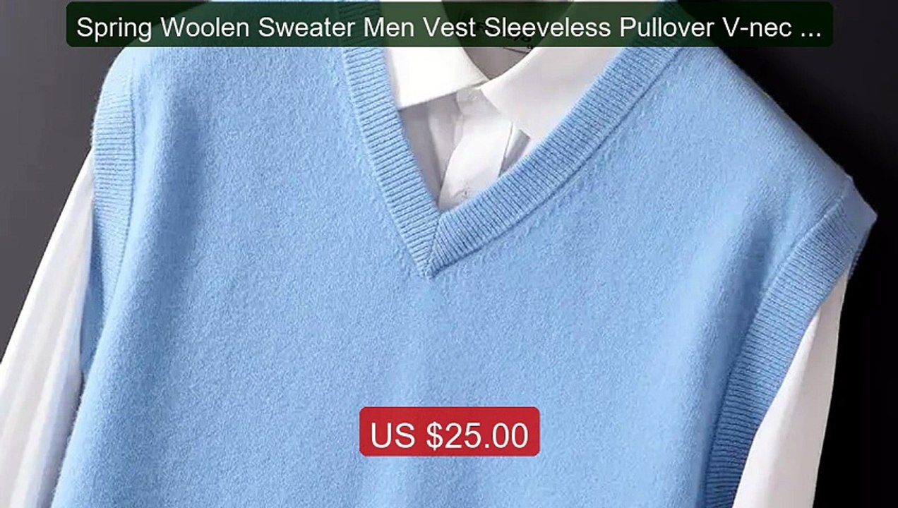 Spring Woolen Sweater Men Vest Sleeveless Pullover V-nec Base Laye... -- Best Deal 2026 | Shop Now!