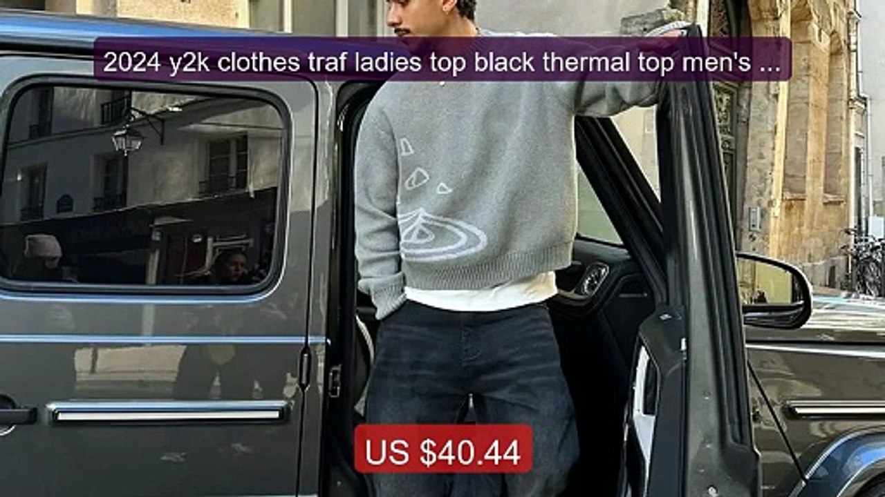 2024 y2k clothes traf ladies top black thermal top men's loose com... -- Best Deal 2026 | Shop Now!