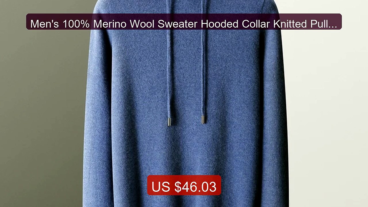 Men's 100% Merino Wool Sweater Hooded Collar Knitted Pullover Cash... -- Best Deal 2026 | Shop Now!