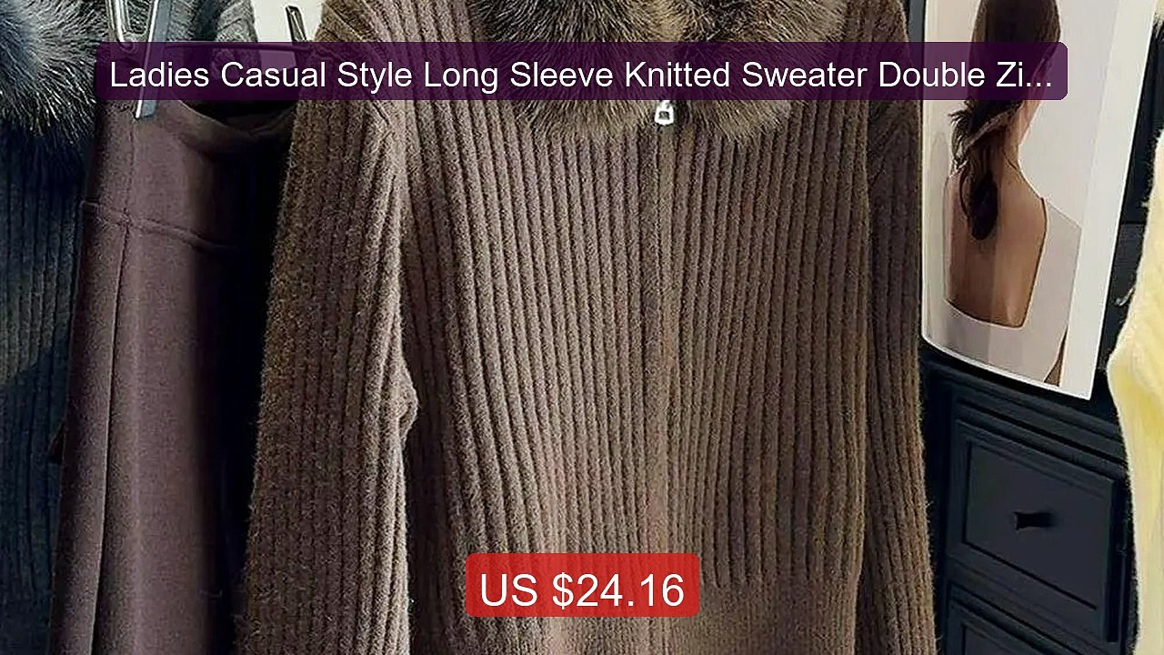 Ladies Casual Style Long Sleeve Knitted Sweater Double Zipper... -- Amazing Value 2026 | Must Have!