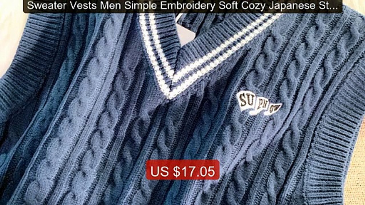 Sweater Vests Men Simple Embroidery Soft Cozy Japanese Styl... -- Top Pick 2026 | Unbeatable Price!