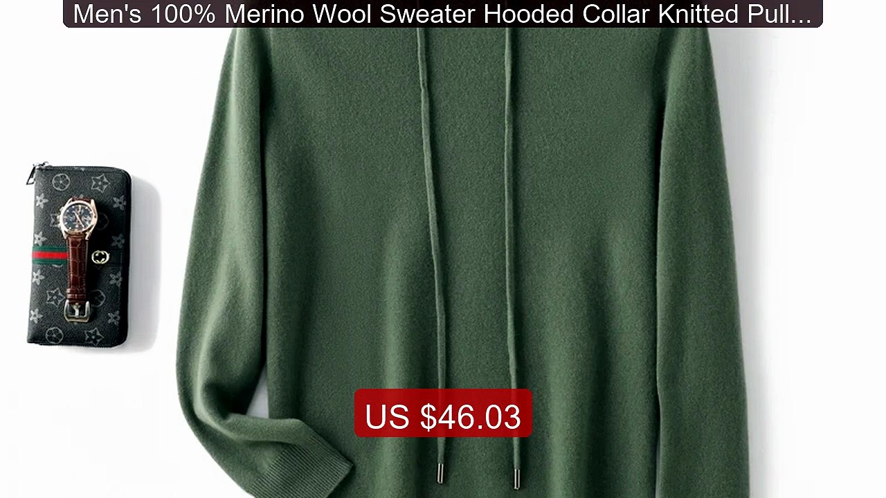 Men's 100% Merino Wool Sweater Hooded Collar Knitted Pullov... -- Top Pick 2026 | Unbeatable Price!