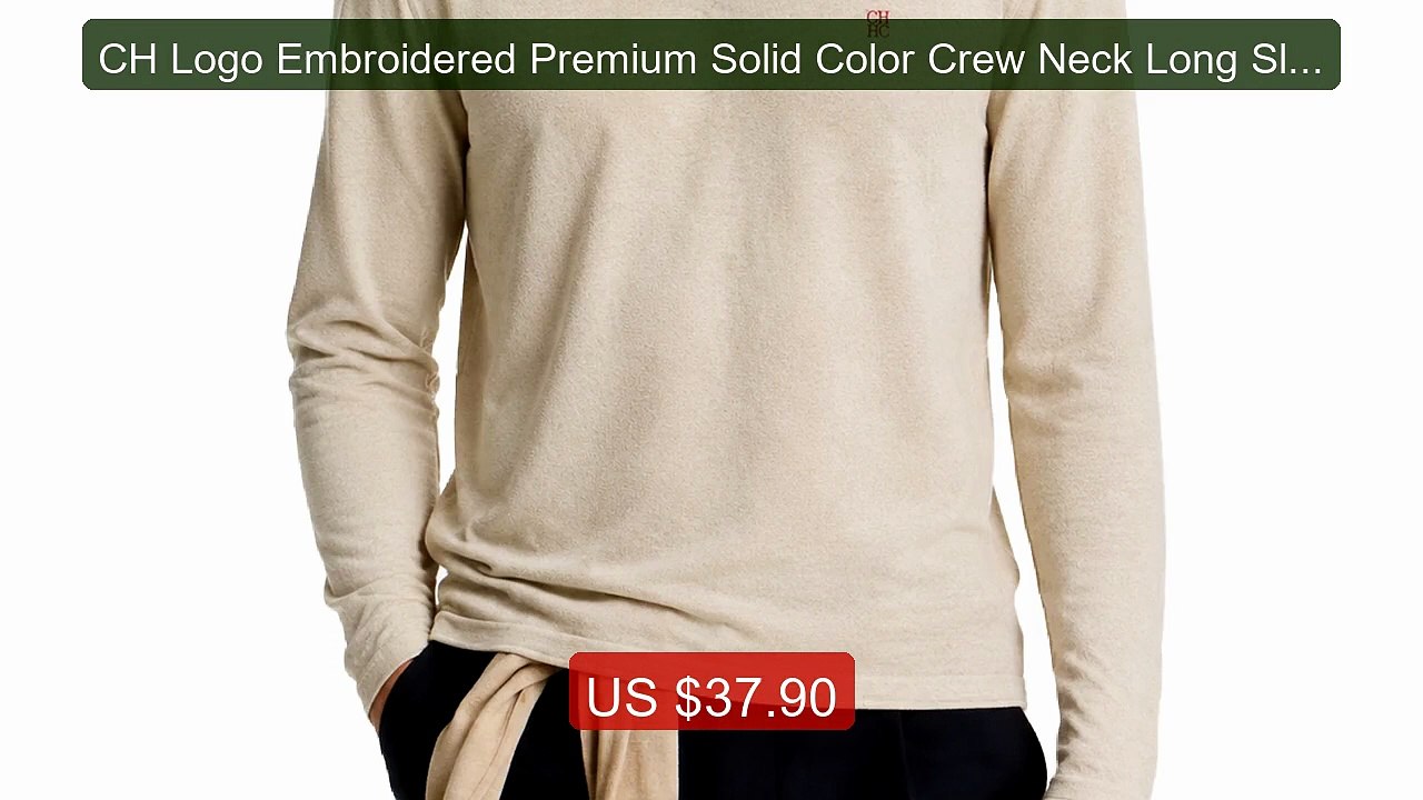 CH Logo Embroidered Premium Solid Color Crew Neck Long Sleeve ... -- Best Buy 2026 | Great Quality!