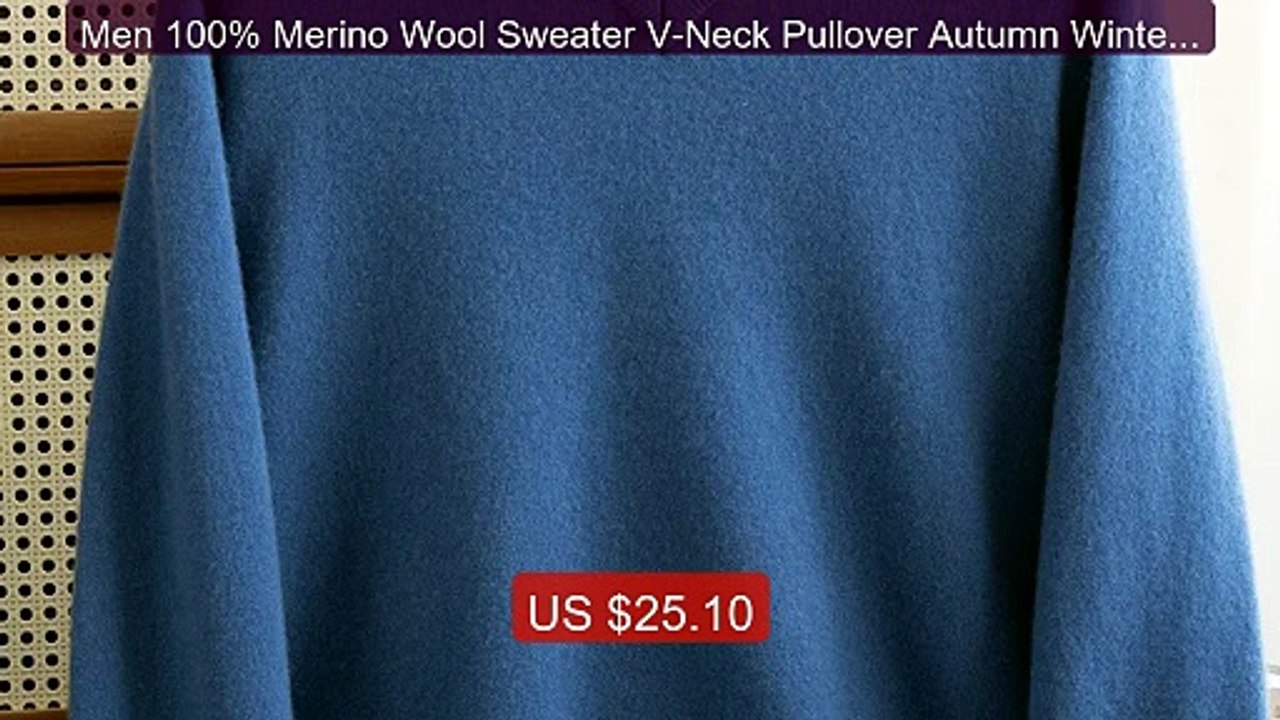 Men 100% Merino Wool Sweater V-Neck Pullover Autumn Winter Cas... -- Best Buy 2026 | Great Quality!