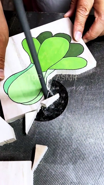 ​Crispy Wood Cutting ASMR: Carving a Green Bok Choy Veggie Art 🎧 | Top G7 ASMR