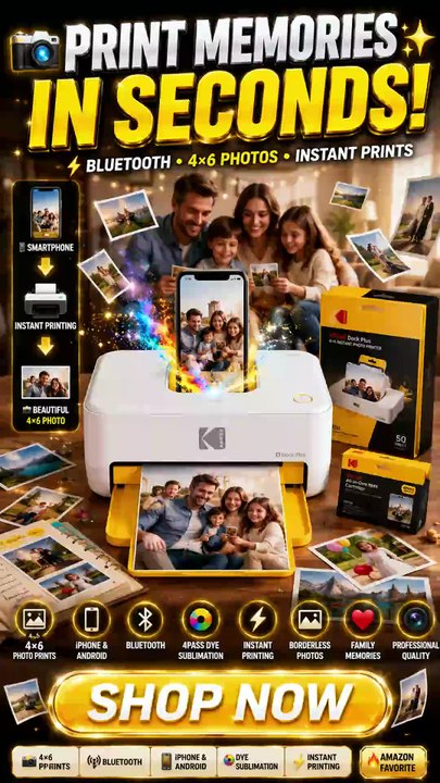KODAK Dock Plus 4x6 Photo Printer with 50 Sheets | Instant Bluetooth Smartphone Printer