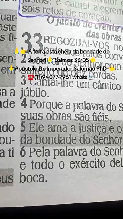 🙏👉 A terra está cheia da bondade do Senhor!🙏 Salmos 33:05👈
