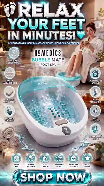 Homedics Bubble Mate Foot Spa with Massage Bubbles & Pumice Stone