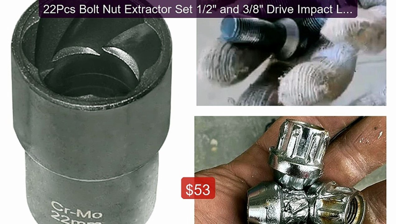 22Pcs Bolt Nut Extractor Set 1/2" and 3/8" Driv...