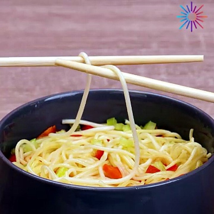 Making noodle threads and eating them with style! 🍜