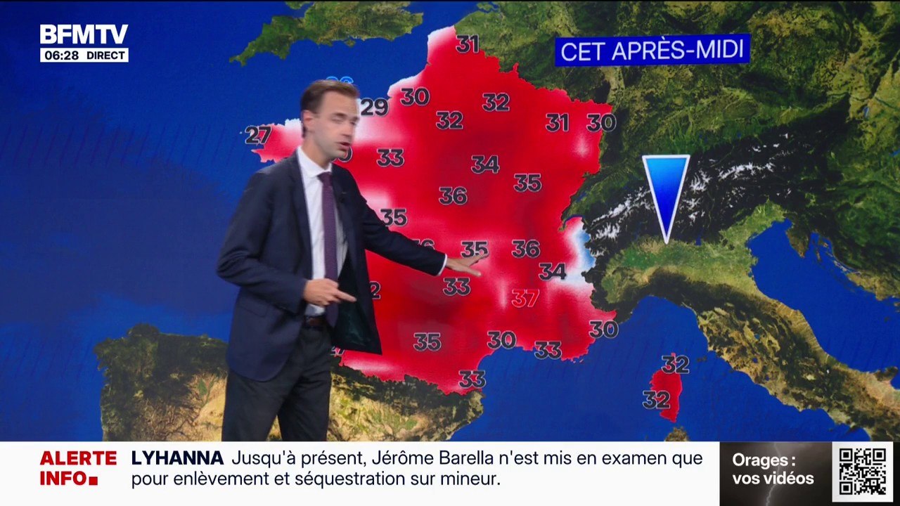69 départements restent en vigilance orange canicule, avec des températures comprises entre 16°C et 37°C... La météo de ce mercredi 15 juillet