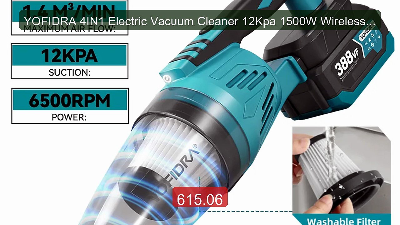 YOFIDRA 4IN1 Electric Vacuum Cleaner 12Kpa 1500W Wireless Vacu... -- Best Buy 2026 | Great Quality!