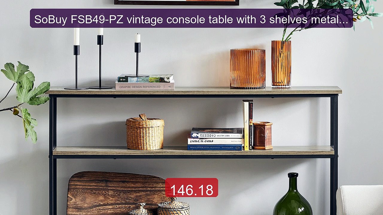 SoBuy FSB49-PZ vintage console table with 3 shelves metal h... -- Top Pick 2026 | Unbeatable Price!