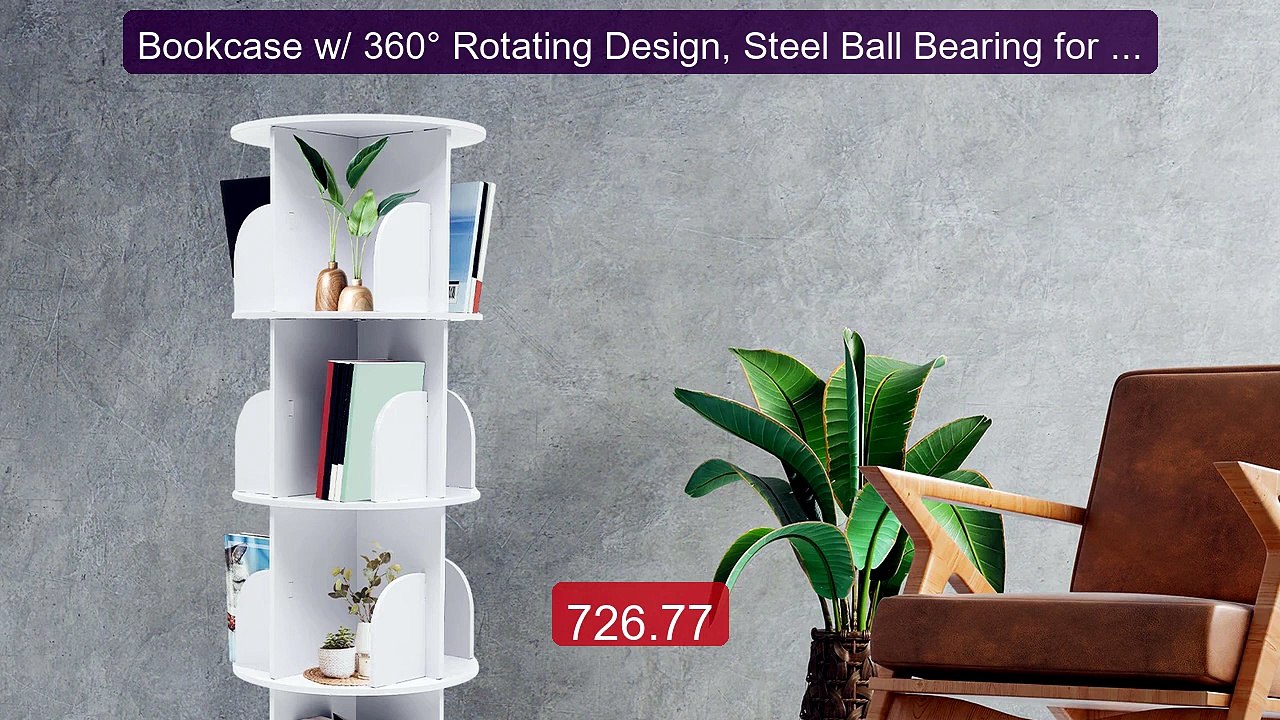 Bookcase w/ 360° Rotating Design, Steel Ball Bearing for Silent an... -- Best Deal 2026 | Shop Now!