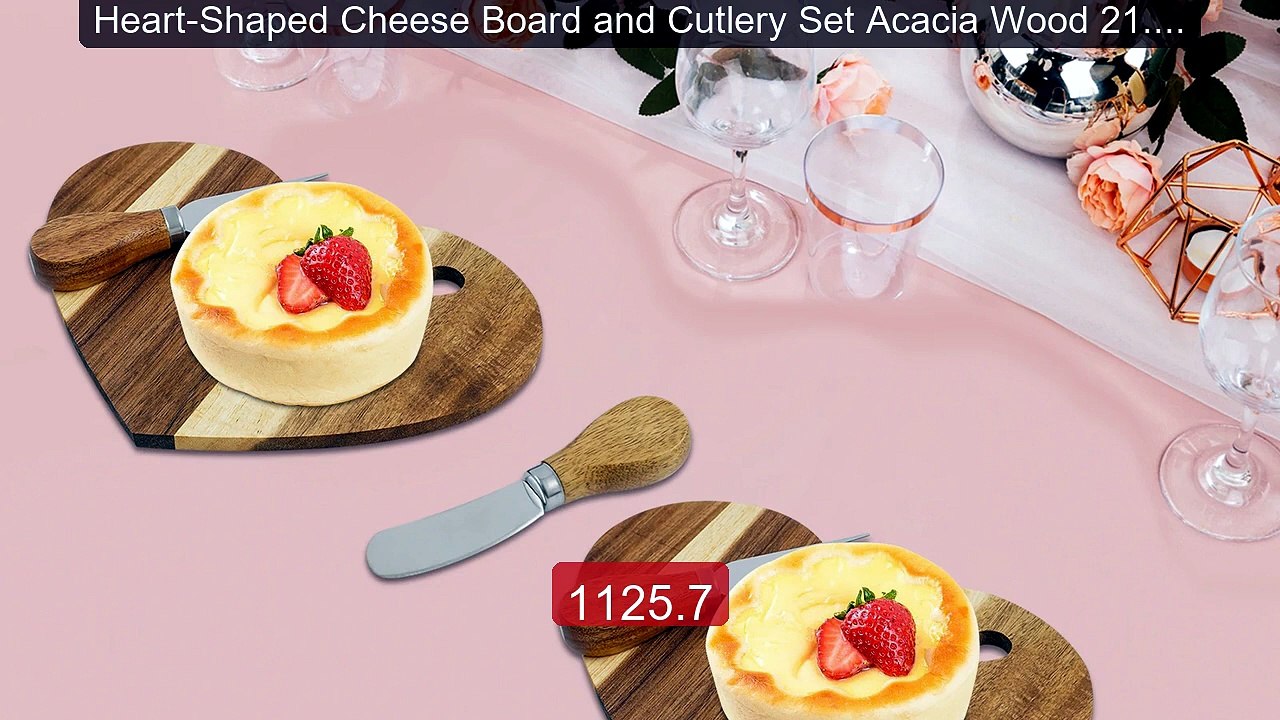 Heart-Shaped Cheese Board and Cutlery Set Acacia Wood 21.3x14.... -- Best Buy 2026 | Great Quality!