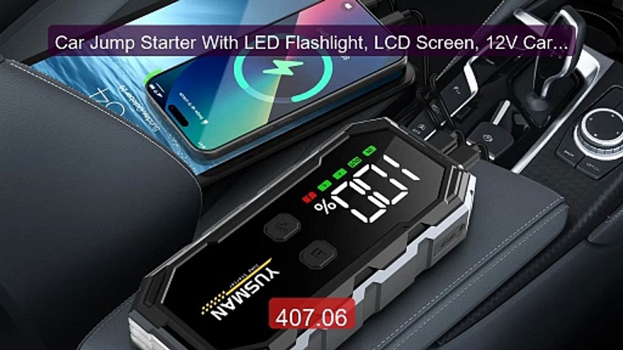 Car Jump Starter With LED Flashlight, LCD Screen, 12V Car Emer... -- Best Buy 2026 | Great Quality!
