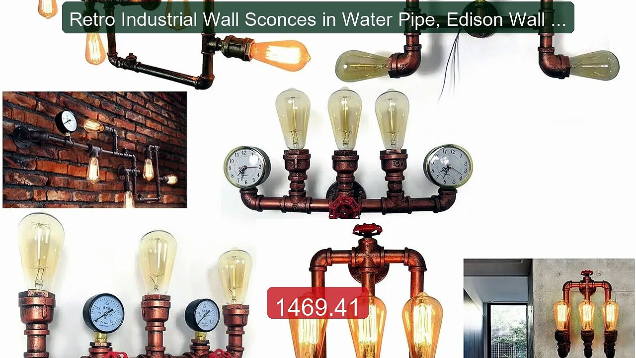Retro Industrial Wall Sconces in Water Pipe, Edison Wall Licki... -- Best Buy 2026 | Great Quality!