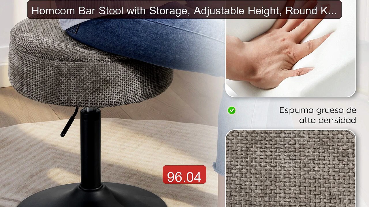 Homcom Bar Stool with Storage, Adjustable Height, Round Kitche... -- Best Buy 2026 | Great Quality!