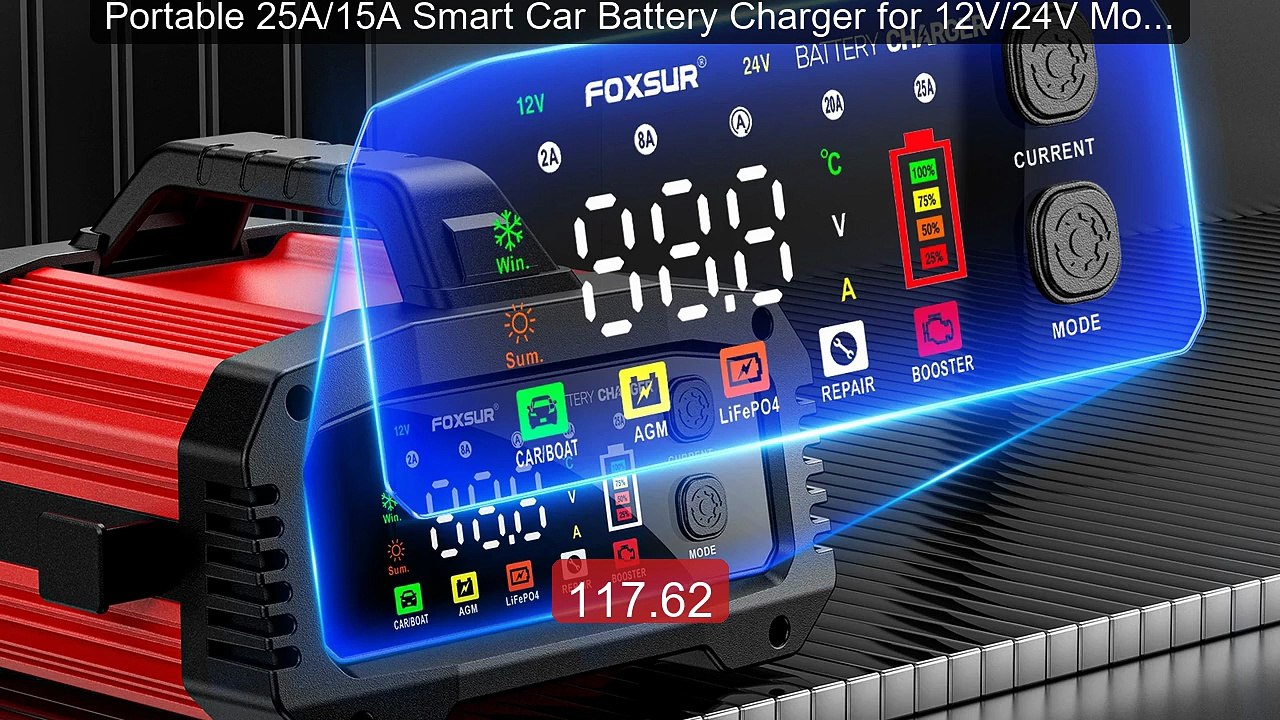 Portable 25A/15A Smart Car Battery Charger for 12V/24V Motorcy... -- Best Buy 2026 | Great Quality!