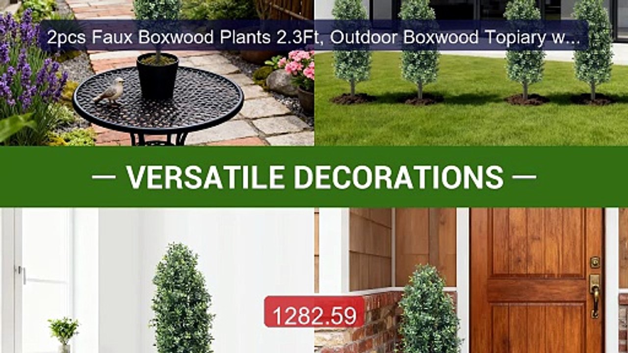 2pcs Faux Boxwood Plants 2.3Ft, Outdoor Boxwood Topiary with G... -- Hot Deal 2026 | Limited Offer!