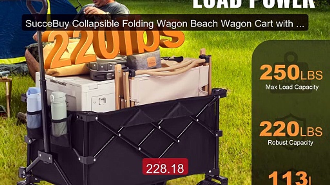 SucceBuy Collapsible Folding Wagon Beach Wagon...