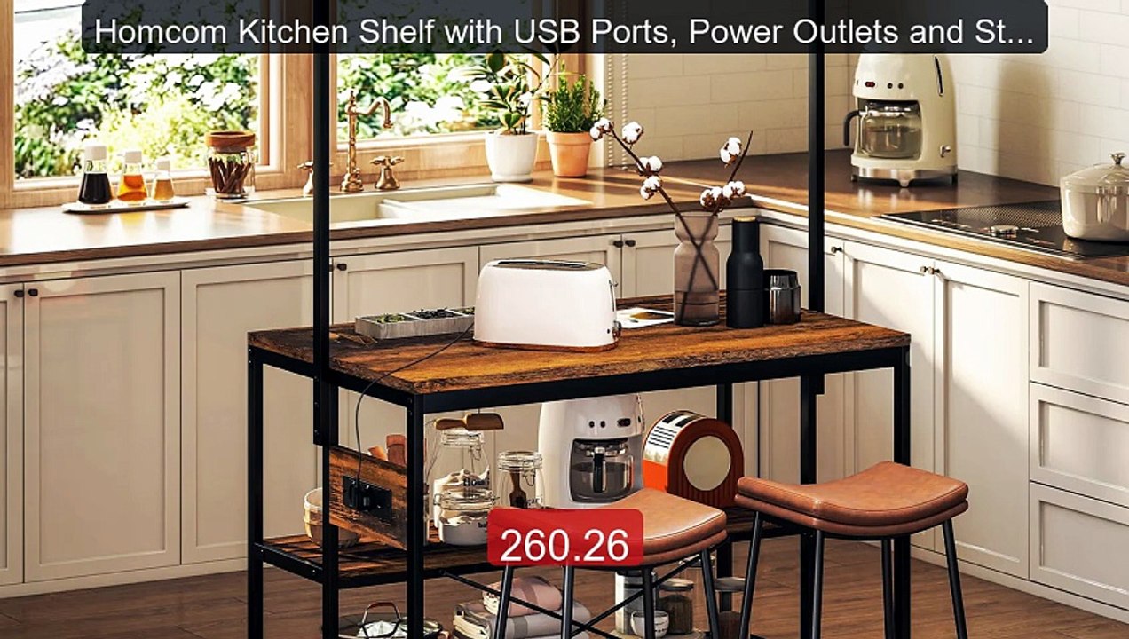 Homcom Kitchen Shelf with USB Ports, Power Outlets and Storage with... -- Top Rated 2026 | Buy Now!