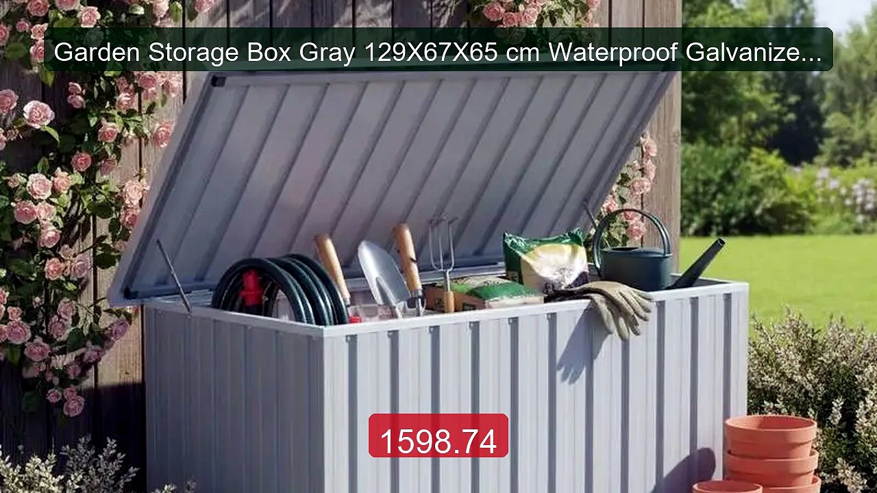 Garden Storage Box Gray 129X67X65 cm Waterproof Galvanized Steel -- Best Buy 2026 | Great Quality!