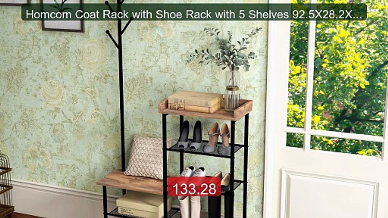 Homcom Coat Rack with Shoe Rack with 5 Shelves 92.5X28.2X18... -- Top Pick 2026 | Unbeatable Price!