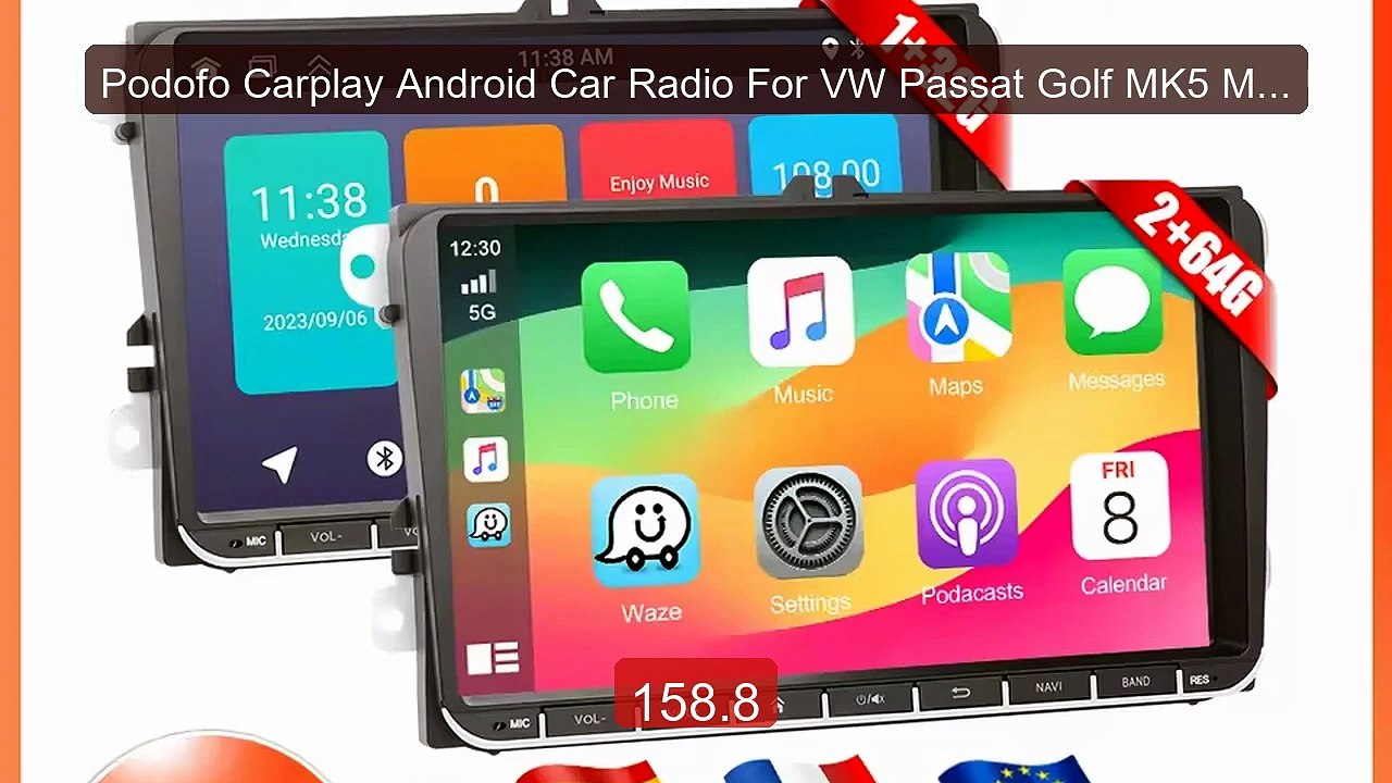 Podofo Carplay Android Car Radio For VW Passat Golf MK5 MK6... -- Top Pick 2026 | Unbeatable Price!