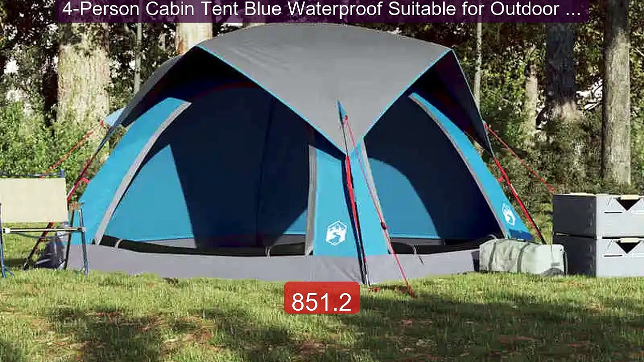 4-Person Cabin Tent Blue Waterproof Suitable for Outdoor Camping -- Best Deal 2026 | Shop Now!