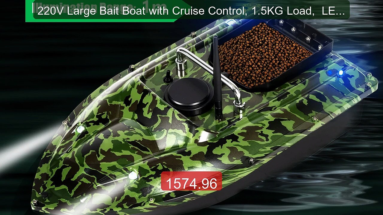 220V Large Bait Boat with Cruise Control, 1.5KG Load,  LED Lig... -- Hot Deal 2026 | Limited Offer!