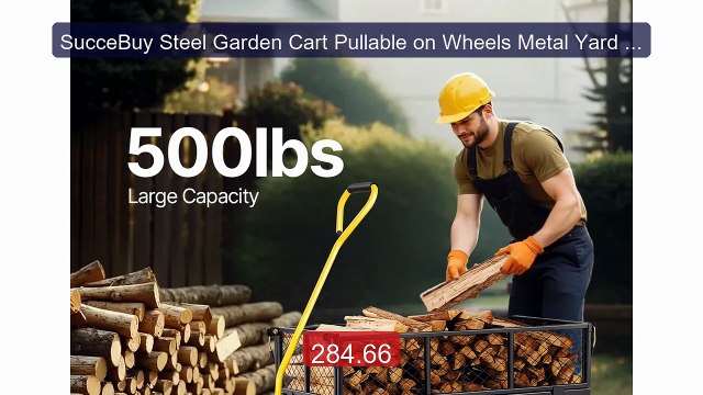 SucceBuy Steel Garden Cart Pullable on Wheels Metal Yard Wa... Top Pick 2026 | Unbeatable Price!