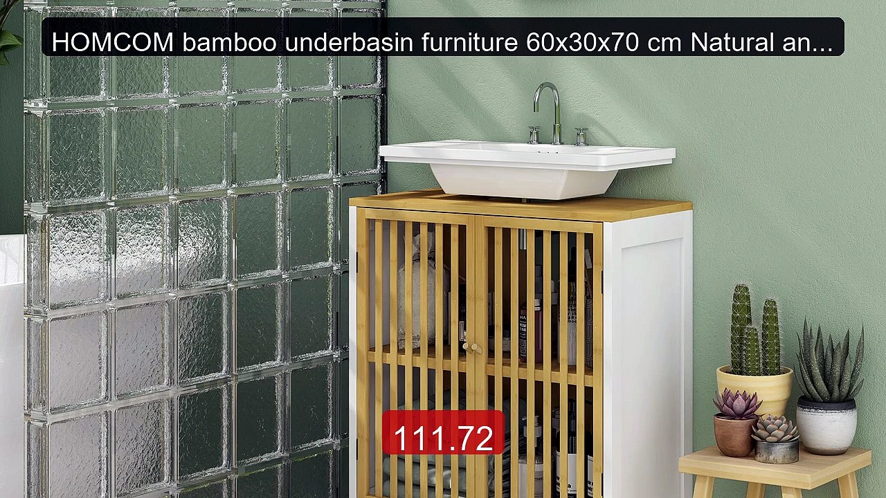 HOMCOM bamboo underbasin furniture 60x30x70 cm Natural and White -- Amazing Value 2026 | Must Have!
