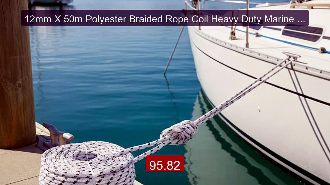 12mm X 50m Polyester Braided Rope Coil Heavy Duty Marine Mooring Ro... -- Top Rated 2026 | Buy Now!