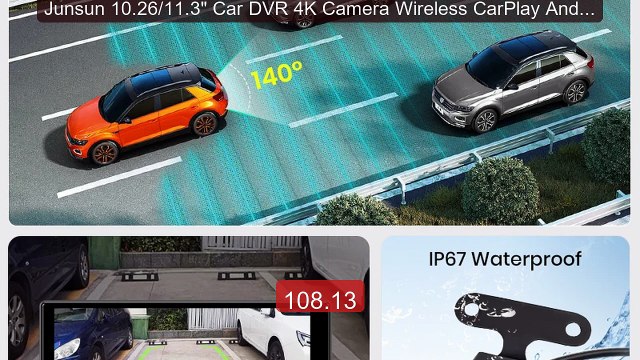 Junsun 10.26/11.3 Car DVR 4K Camera Wireless CarPlay Andro... Top Pick 2026 | Unbeatable Price!