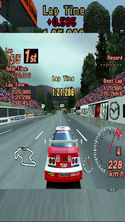 Gran Turismo 2 Trial Mountain Circuit Unisia Jeck Skyline GT Lap 5 😬 MT