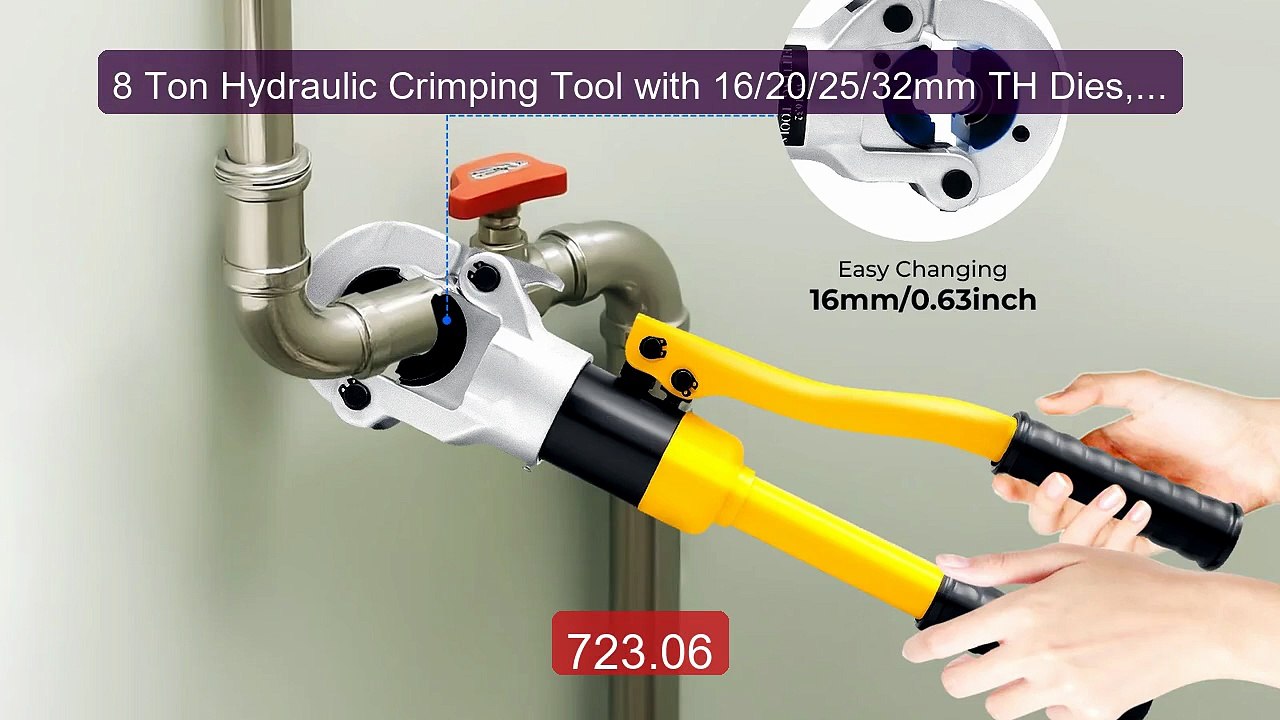 8 Ton Hydraulic Crimping Tool with 16/20/25/32mm TH Dies, Pro... -- Amazing Value 2026 | Must Have!