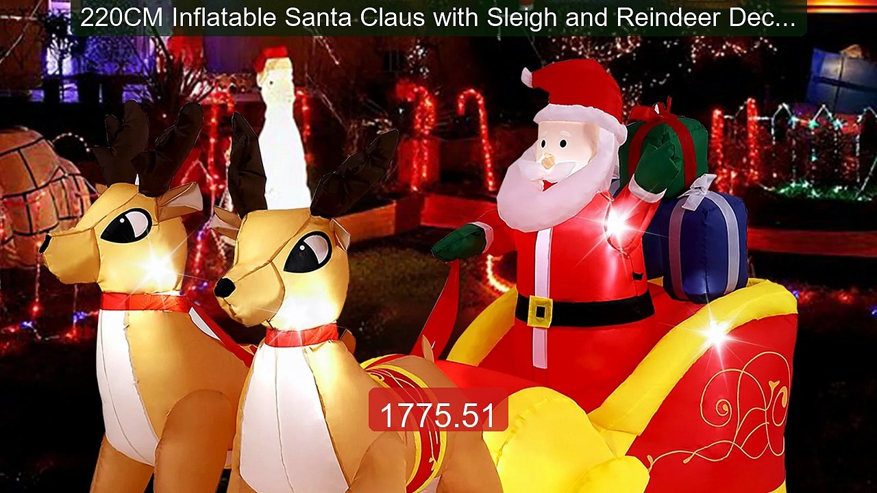 220CM Inflatable Santa Claus with Sleigh and Reindeer Decor... -- Top Pick 2026 | Unbeatable Price!